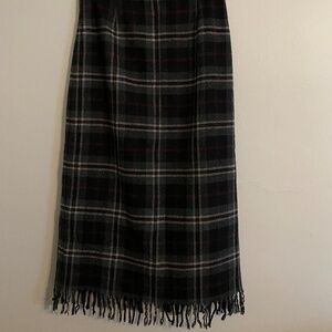 Worthington Wool Blend Plaid Fringe Skirt SIZE 10